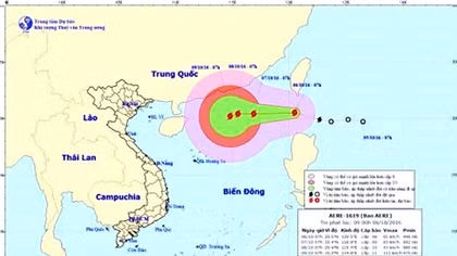 Tropical storm Aere visible near East Sea