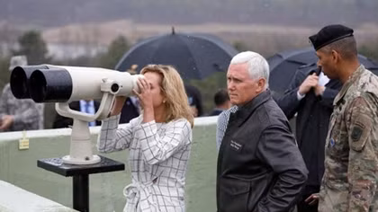Pence lands at Korean DMZ day after North Korea's failed missile test