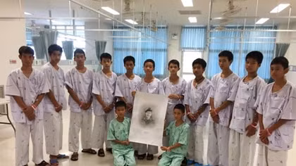 Thai cave boys' first public appearance