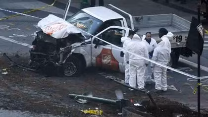 Suspected terrorist truck attack kills eight on New York bike path