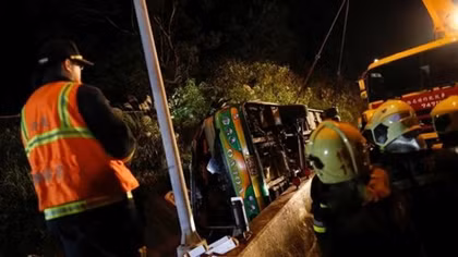 Tour bus crashes in Taiwan, killing at least 32