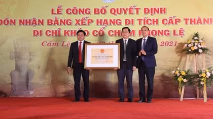 Cham relic site recognized as a sculpture heritage by Danang city