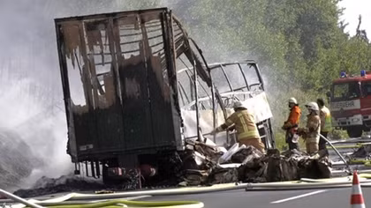 Bus bursts into flames after collision in Germany, killing 17: report