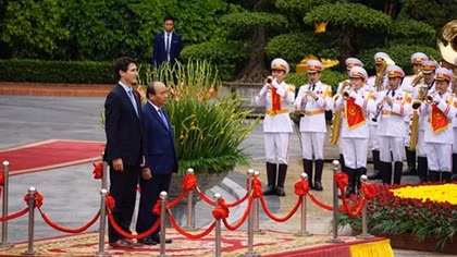 Canadian Prime Minister Justin Trudeau welcomed in Hanoi