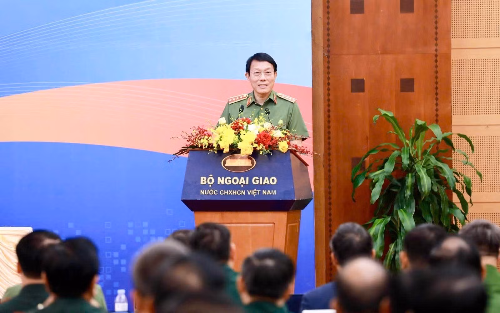 General Luong Tam Quang, Minister of Public Security, speaks at the event.