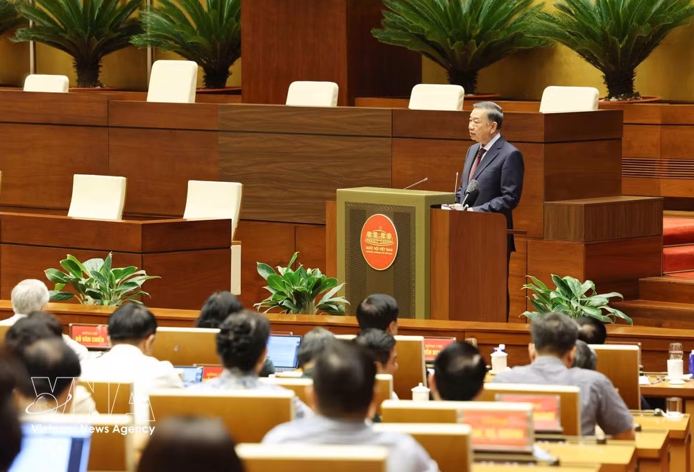 Party General Secretary and State President To Lam speaks at the national teleconference in Hanoi on July 29. (Photo: VNA)