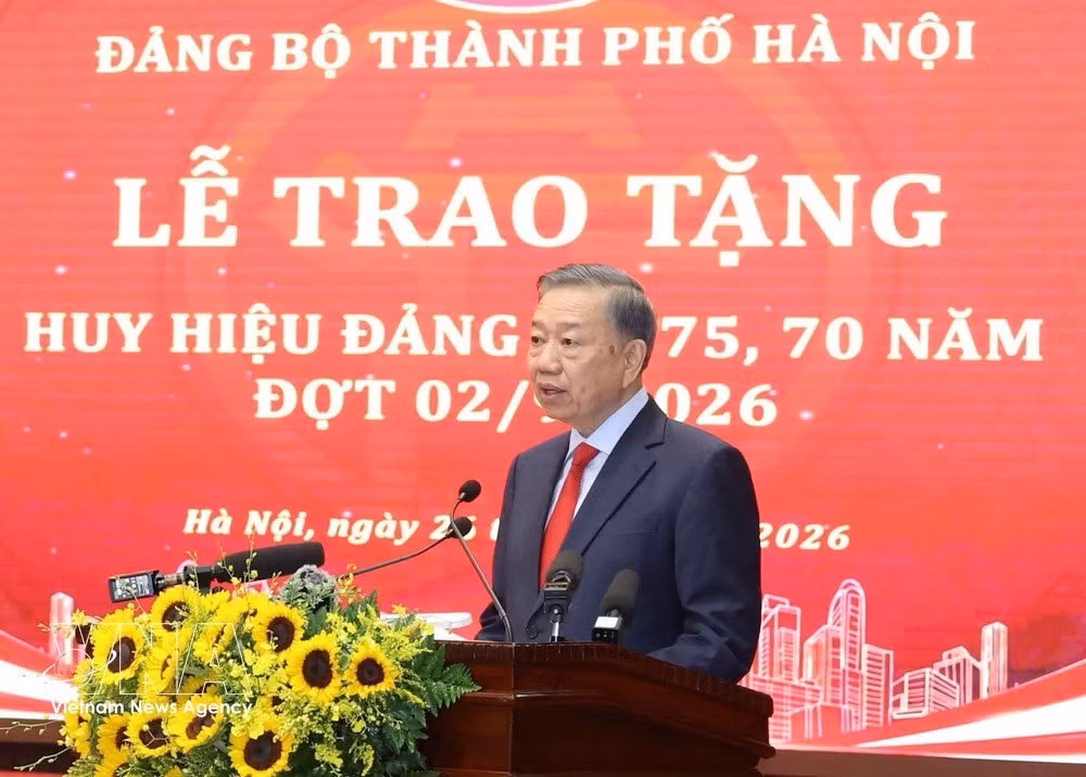 General Secretary of the Communist Party of Vietnam Central Committee and President To Lam speaks at the ceremony in Hanoi on August 26, 2026. (Photo: VNA)