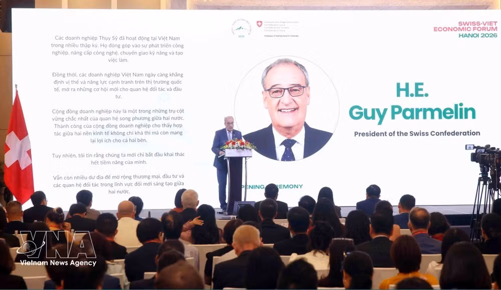 Swiss President Guy Parmelin speaks at the Swiss-Viet Economic Forum 2026 (Photo: VNA)