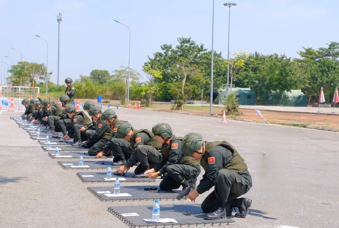 Testing firearms proficiency.