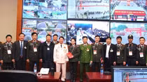 Deputy Minister Bui Van Nam checks security protection at National Party Congress’s venue