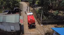 Hanoi Fire Police use special function vehicles to clean up roads after prolonged flooding