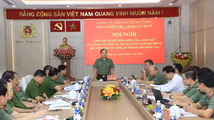 Executive Committee of the Public Security CPV Organization announces decision to inspect Dong Nai Provincial Police Party Committee
