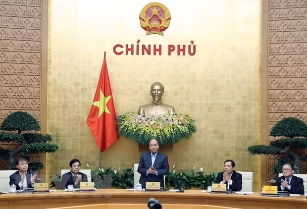 Prime Minister Nguyen Xuan Phuc speaks at the teleconference. (Photo: VNA)