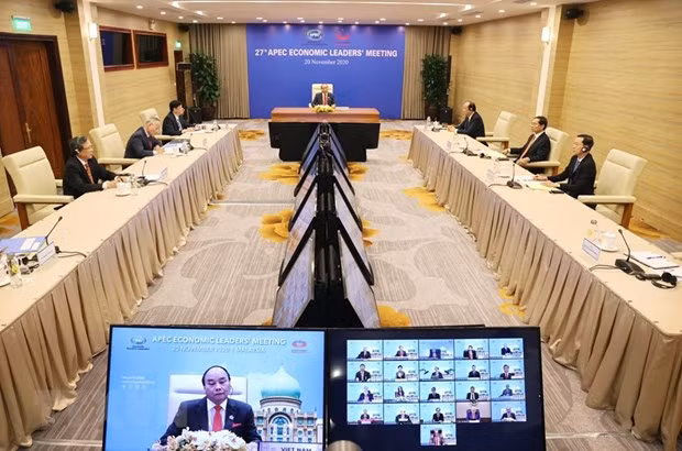 PM Nguyen Xuan Phuc attends the 27th APEC Economic Leaders' Meeting via video conference (Photo: VNA) PM Nguyen Xuan Phuc attends the 27th APEC Economic Leaders' Meeting via video conference (Photo: VNA)