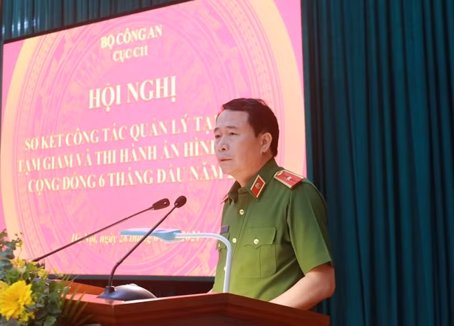 Deputy Minister Le Quoc Hung speaks at the meeting.
