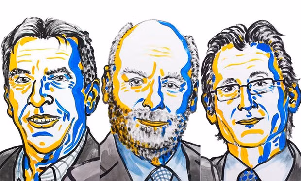 Jean-Pierre Sauvage, Sir J. Fraser Stoddart and Bernard L. Feringa, winners of the 2016 Nobel prize in chemistry. (Photo: Nobel Prize)