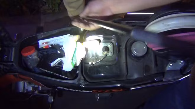 Weapons found inside a motorcycle. Weapons found inside a motorcycle.
