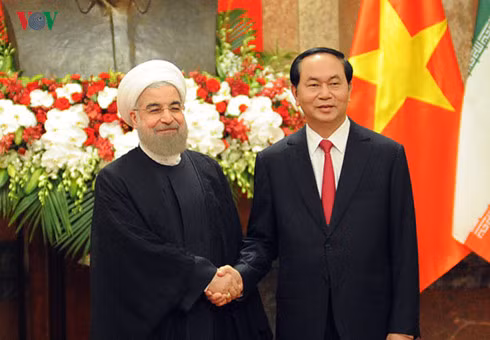 President Tran Dai Quang and his Iranian counterpart Hassan Rouhani. (Photo: VOV)