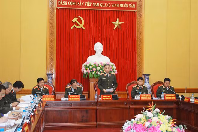 Minister To Lam speaking at the event.