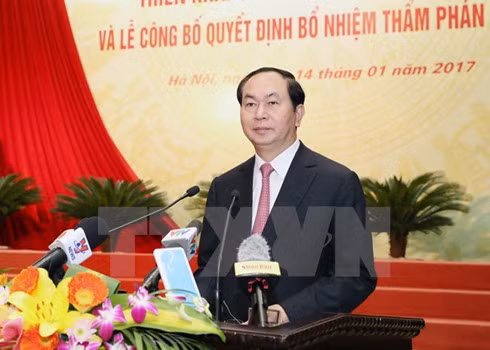 President Tran Dai Quang speaks at the event.