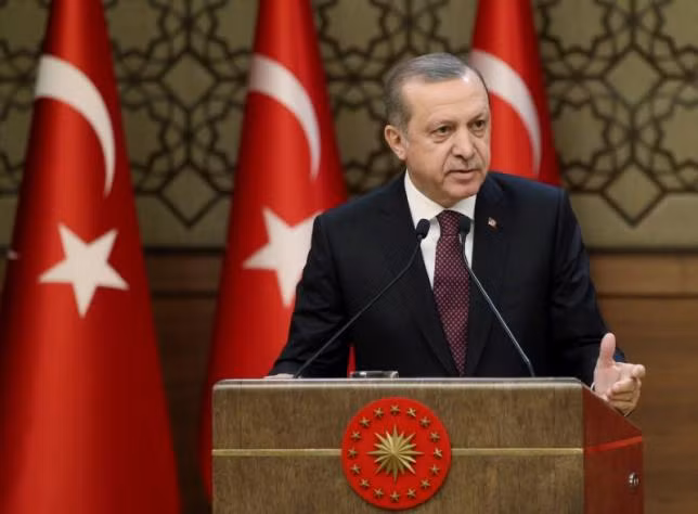 Turkish President Tayyip Erdogan makes a speech during his meeting with mukhtars at the Presidential Palace in Ankara, Turkey, December 1, 2016. Yasin Bulbul/Presidential Palace/Handout via REUTERS