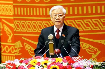 Party General Secretary Nguyen Phu Trong speaks at the meeting