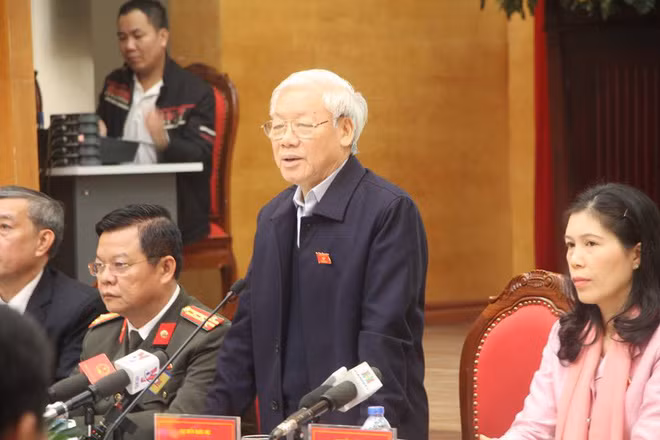Party General Secretary speaking at the meeting. Photo: VNA