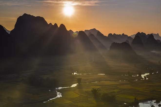 Rice fields more than 20 kilometers from the Ban Gioc Falls.