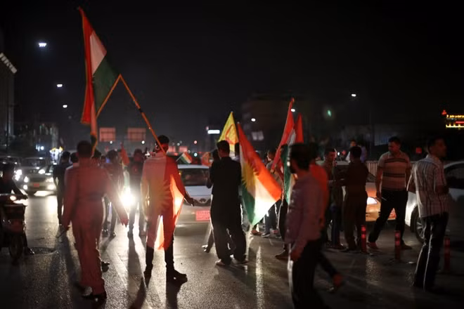 Kurds celebrate to show their support for the independence referendum in Erbil, Iraq September 25, 2017. REUTERS/Ahmed Jadallah