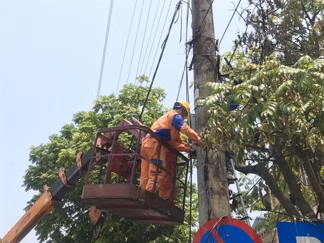 EVN engineers repair power lines (Photo courtesy of EVN)