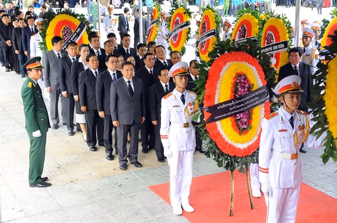 A delegation of the Lao People's Democratic Republic at the ceremony.