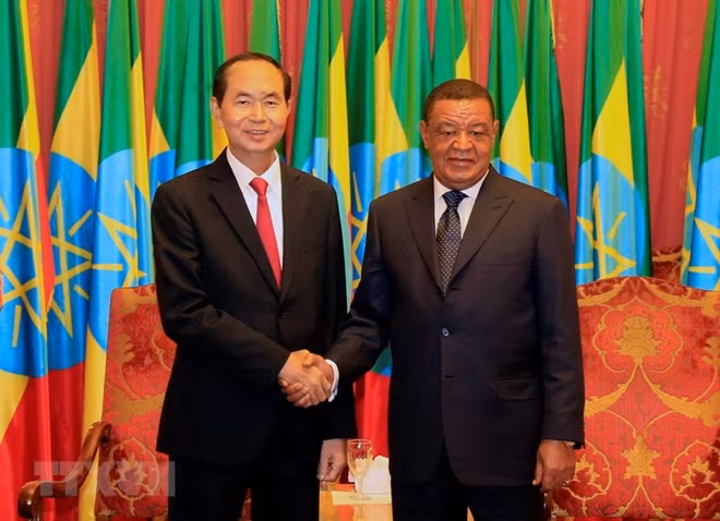 President Tran Dai Quang and President of Ethiopia Mulatu Teshome in a photo taken during his official visit to Ethiopia in August 2018.