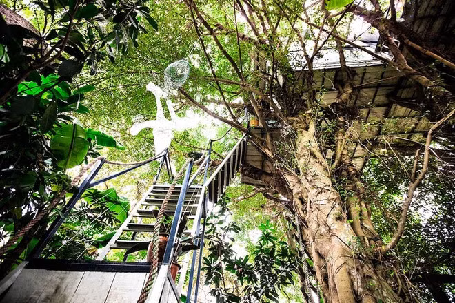 The tree houses were built by painter Dao Anh Khanh in 1995 in Ngoc Thuy Road, Long Bien District, Hanoi. The tree houses were built by painter Dao Anh Khanh in 1995 in Ngoc Thuy Road, Long Bien District, Hanoi.