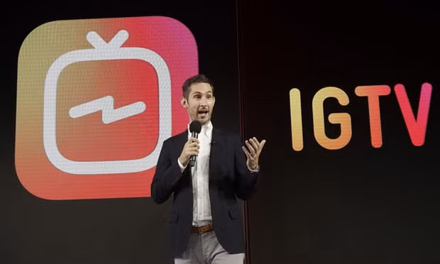 Kevin Systrom, CEO and co-founder of Instagram, announces the new IGTV app in San Francisco. Photograph: Jeff Chiu/AP