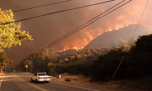 About 157,000 people in Los Angeles and Ventura counties have been evacuated due to two fires in the region. Photograph: Matthew Simmons/Getty Images