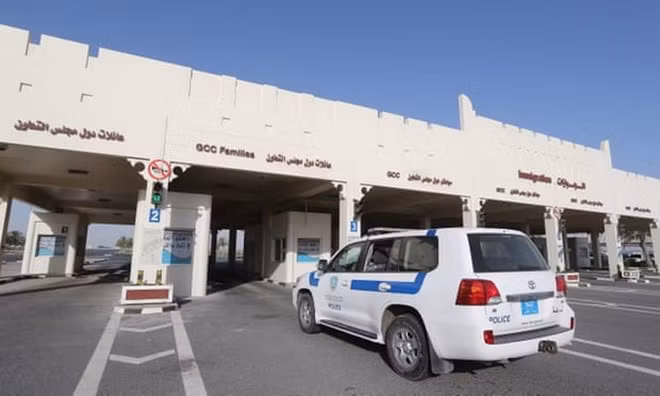 Qatari side of the Abu Samrah border crossing with Saudi Arabia. Photograph: Karim Jaafar/Getty Images