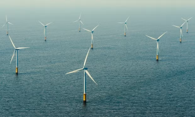 A windfarm near IJmuiden in the Netherlands. Data from 9,000 international weather stations since the late 1970s was analysed. Photograph: Mischa Keijser/Getty Images/Cultura RF
