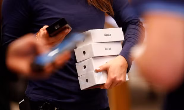 iPhone X packages at an Apple Store. Photograph: Hannibal Hanschke/Reuters iPhone X packages at an Apple Store. Photograph: Hannibal Hanschke/Reuters