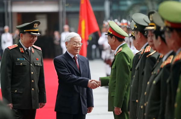 General Secretary of the Communist Party of Vietnam Nguyen Phu Trong attending the conference.