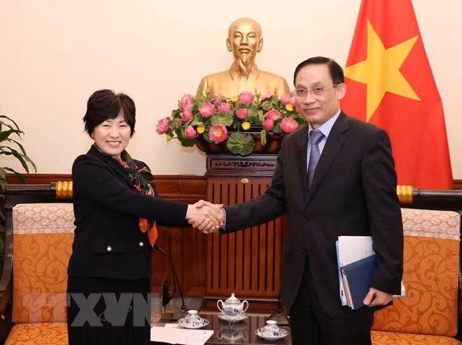 Deputy Foreign Minister Le Hoai Trung (R) and Toshiko Abe, member of the Japan House of Representatives and Vice Minister for Foreign Affairs (Photo: VNA) Deputy Foreign Minister Le Hoai Trung (R) and Toshiko Abe, member of the Japan House of Representatives and Vice Minister for Foreign Affairs (Photo: VNA)