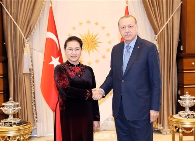 National Assembly Chairwoman Nguyen Thi Kim Ngan (L) and urkish President Recep Tayyip Erdogan(Photo: VNA) National Assembly Chairwoman Nguyen Thi Kim Ngan (L) and urkish President Recep Tayyip Erdogan(Photo: VNA)