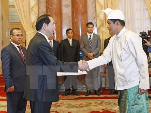 President Tran Dai Quang receives Myanmar Ambassador Kyaw Soe Win