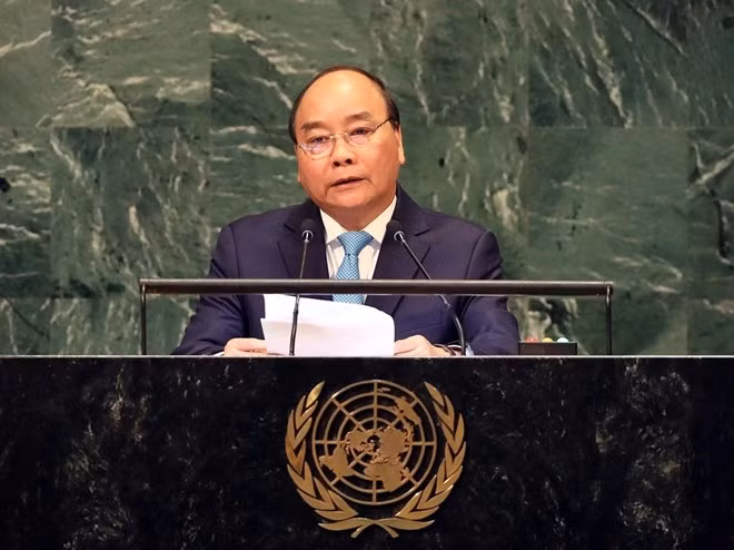 PM Nguyen Xuan Phuc delivers a speech at the general debate of the 73rd session of the UN General Assembly in New York on September 27 afternoon (local time) (Photo: VNA)
