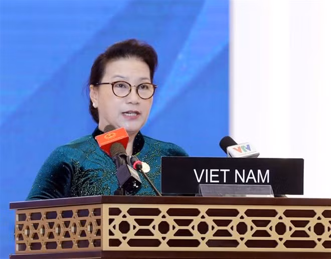 NA Chairwoman Nguyen Thi Kim Ngan speaks at the event (Source: VNA) NA Chairwoman Nguyen Thi Kim Ngan speaks at the event (Source: VNA)