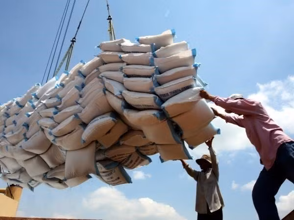 Sacks of rice are loaded for export (Photo: VNA)