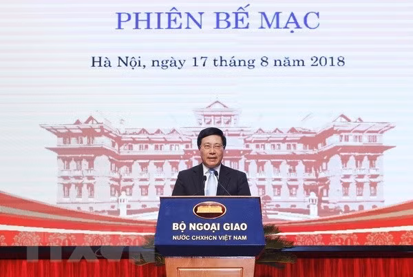 Deputy Prime Minister and Foreign Minister Pham Binh Minh speaks at the conference (Source: VNA)