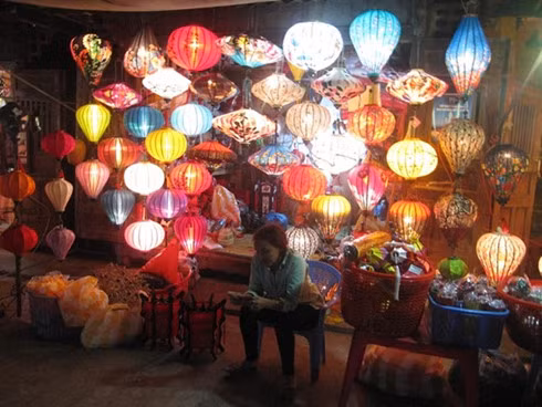 Lanterns light up the ancient town of Hoi An during the first lunar month’s Full Moon Day festival