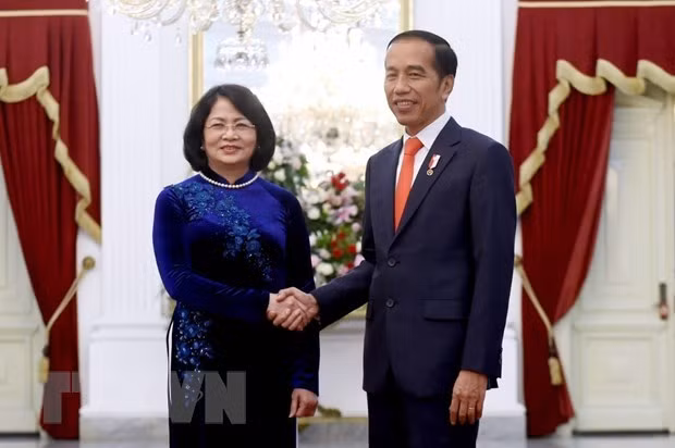 Vice President Dang Thi Ngoc Thinh (L) and Indonesian President Joko Widodo (Photo: VNA) Vice President Dang Thi Ngoc Thinh (L) and Indonesian President Joko Widodo (Photo: VNA)