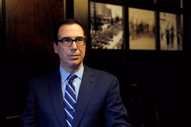 U.S. Treasury Secretary Steven Mnuchin speaks during his interview with Reuters in Jerusalem October 21, 2018. REUTERS/Ronen Zvulun