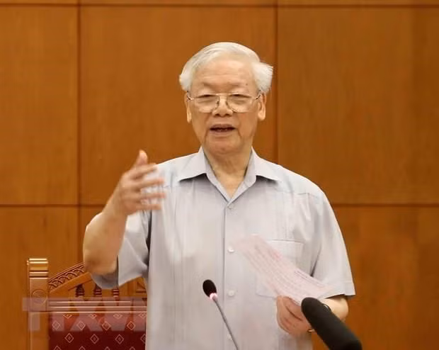Party General Secretary and President Nguyen Phu Trong at the meeting (Photo: VNA)